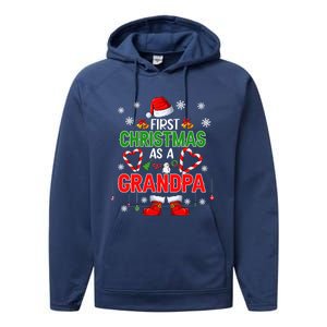 First Christmas As A Grandpa Santa Proud Expecting New Cool Gift Performance Fleece Hoodie