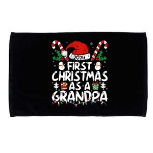 First Christmas As Grandpa 2024 Family Matching New Grandpa Gift Microfiber Hand Towel