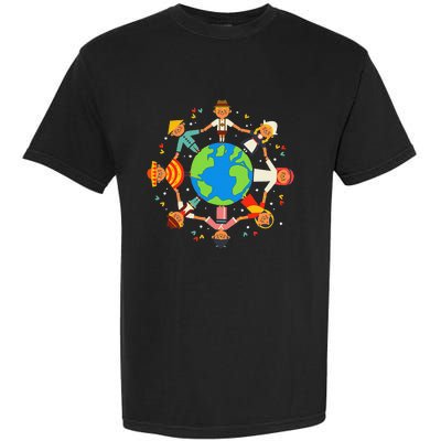 Funny Children Around The World Earth Day Garment-Dyed Heavyweight T-Shirt