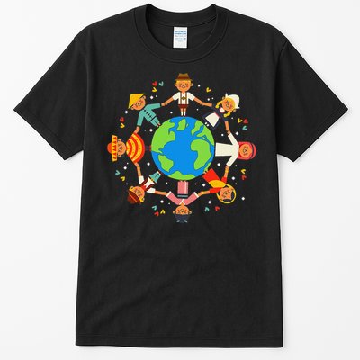 Funny Children Around The World Earth Day Tall T-Shirt