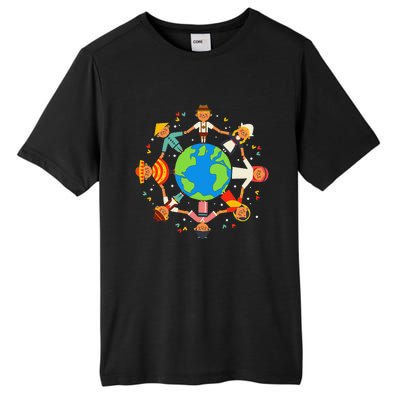 Funny Children Around The World Earth Day Tall Fusion ChromaSoft Performance T-Shirt