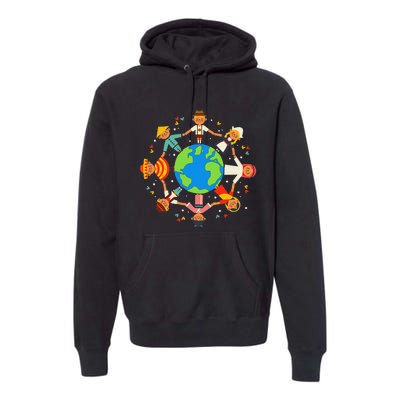 Funny Children Around The World Earth Day Premium Hoodie