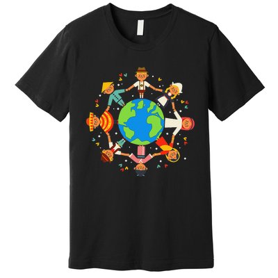 Funny Children Around The World Earth Day Premium T-Shirt