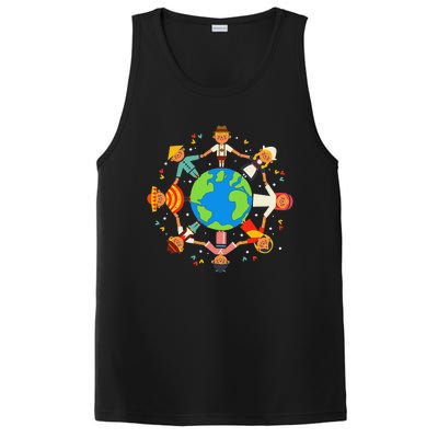 Funny Children Around The World Earth Day PosiCharge Competitor Tank