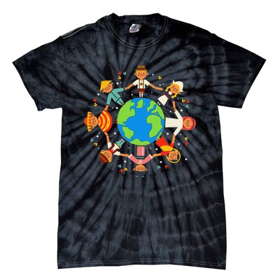 Funny Children Around The World Earth Day Tie-Dye T-Shirt