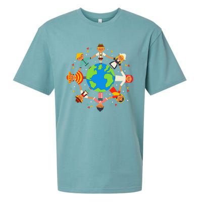 Funny Children Around The World Earth Day Sueded Cloud Jersey T-Shirt