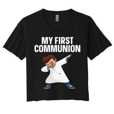 First Communion Art For 1st Holy Communion Women's Crop Top Tee