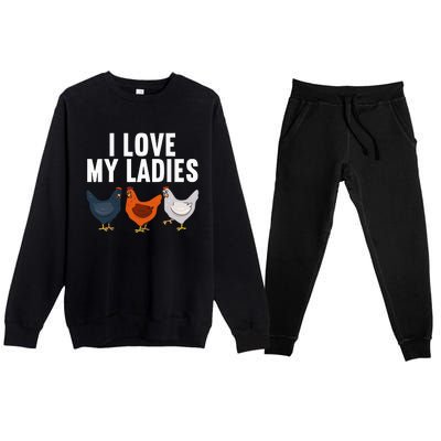 Funny Chicken Art Farming Chicken Farmer Premium Crewneck Sweatsuit Set