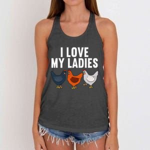 Funny Chicken Art Farming Chicken Farmer Women's Knotted Racerback Tank