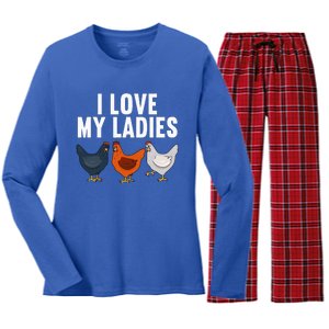 Funny Chicken Art Farming Chicken Farmer Women's Long Sleeve Flannel Pajama Set 