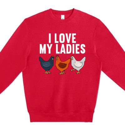 Funny Chicken Art Farming Chicken Farmer Premium Crewneck Sweatshirt