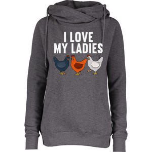 Funny Chicken Art Farming Chicken Farmer Womens Funnel Neck Pullover Hood