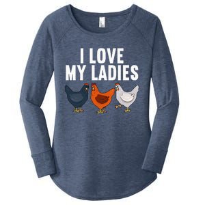 Funny Chicken Art Farming Chicken Farmer Women's Perfect Tri Tunic Long Sleeve Shirt