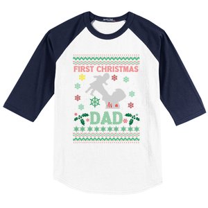 First Christmas As Dad Cute Family Matching New Daddy Xmas Gift Baseball Sleeve Shirt