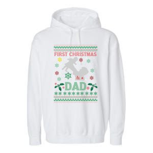 First Christmas As Dad Cute Family Matching New Daddy Xmas Gift Garment-Dyed Fleece Hoodie