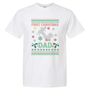 First Christmas As Dad Cute Family Matching New Daddy Xmas Gift Garment-Dyed Heavyweight T-Shirt