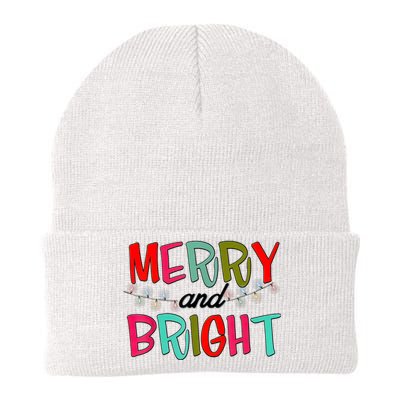 Funny Christmas Apparel Merry & Bright Christmas Lights Knit Cap Winter Beanie