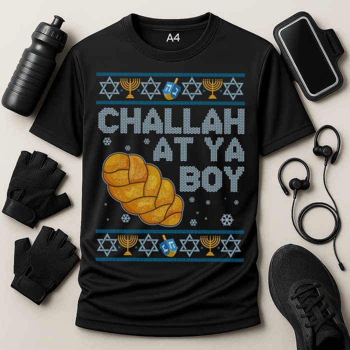 Funny Challah At Ya Boy Ugly Hanukkah Sweater Cooling Performance Crew T-Shirt