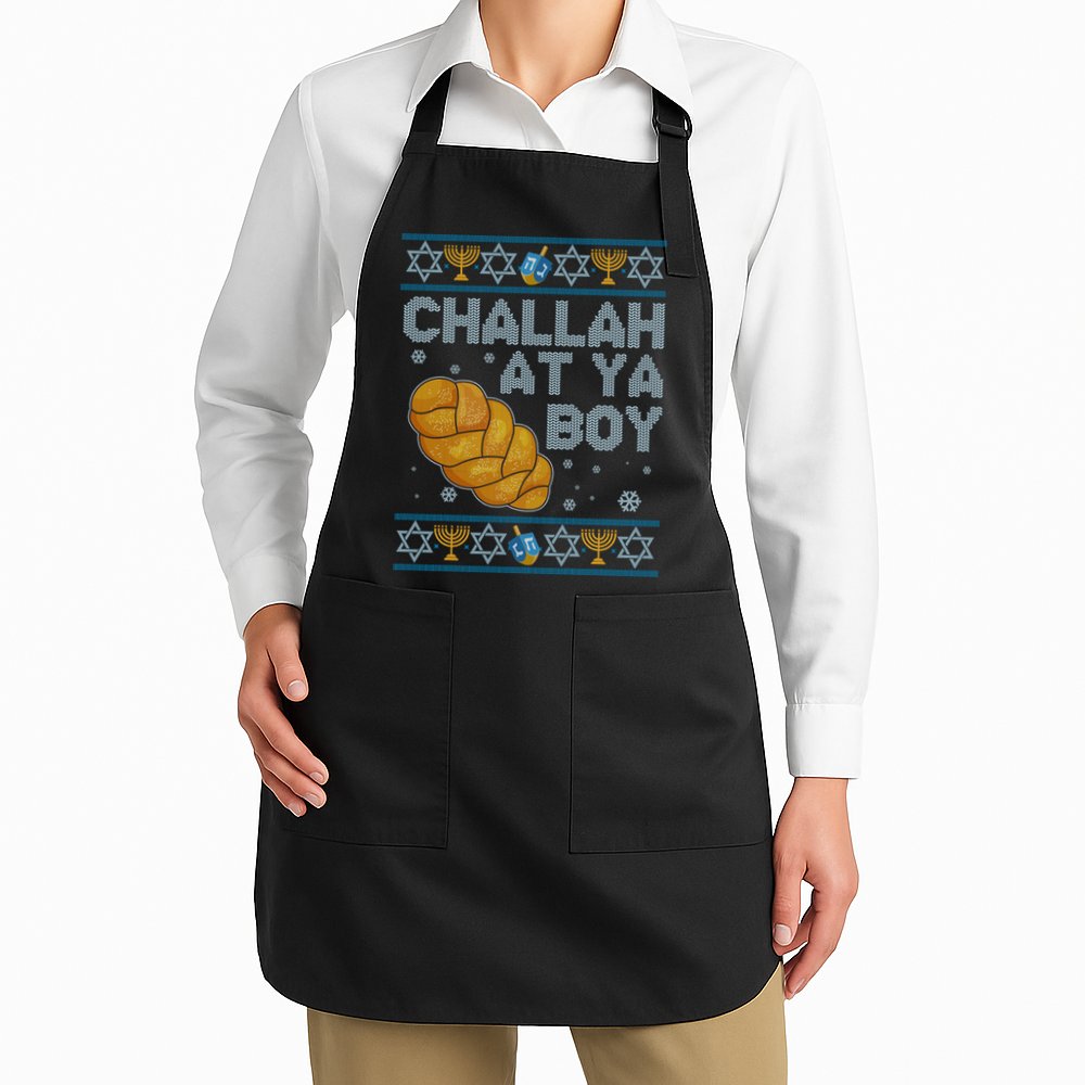 Funny Challah At Ya Boy Ugly Hanukkah Sweater Apron