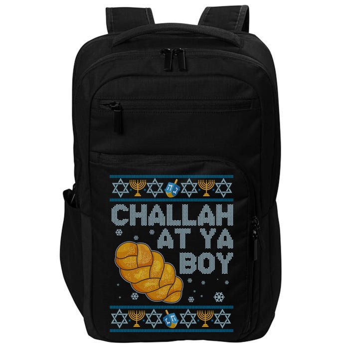 Funny Challah At Ya Boy Ugly Hanukkah Sweater Impact Tech Backpack
