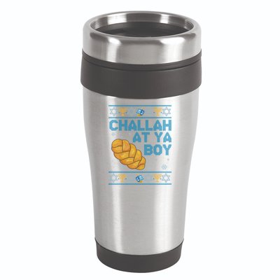 Funny Challah At Ya Boy Ugly Hanukkah Sweater 16oz Travel Tumbler