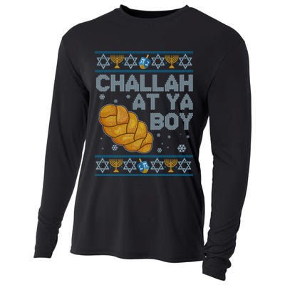 Funny Challah At Ya Boy Ugly Hanukkah Sweater Cooling Performance Long Sleeve Crew
