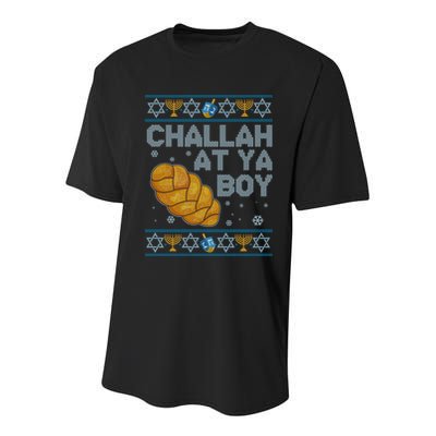 Funny Challah At Ya Boy Ugly Hanukkah Sweater Youth Performance Sprint T-Shirt
