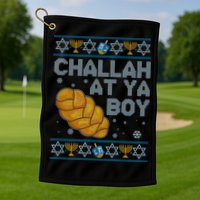 Funny Challah At Ya Boy Ugly Hanukkah Sweater Golf Towel