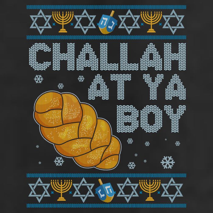 Funny Challah At Ya Boy Ugly Hanukkah Sweater Golf Towel