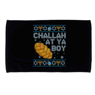 Funny Challah At Ya Boy Ugly Hanukkah Sweater Microfiber Hand Towel