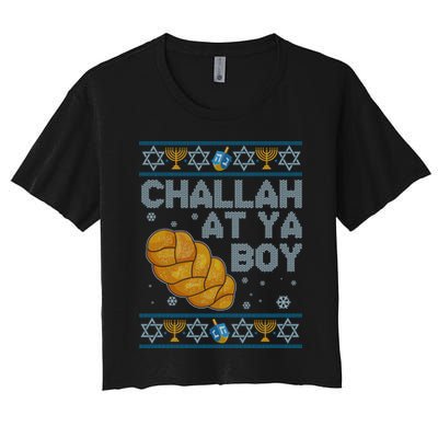 Funny Challah At Ya Boy Ugly Hanukkah Sweater Crop Top