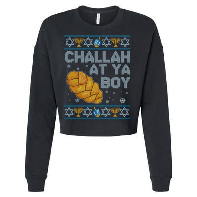 Funny Challah At Ya Boy Ugly Hanukkah Sweater Cropped Pullover Crew