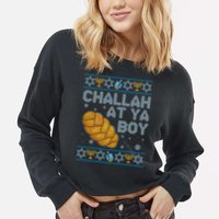 Funny Challah At Ya Boy Ugly Hanukkah Sweater Cropped Pullover Crew