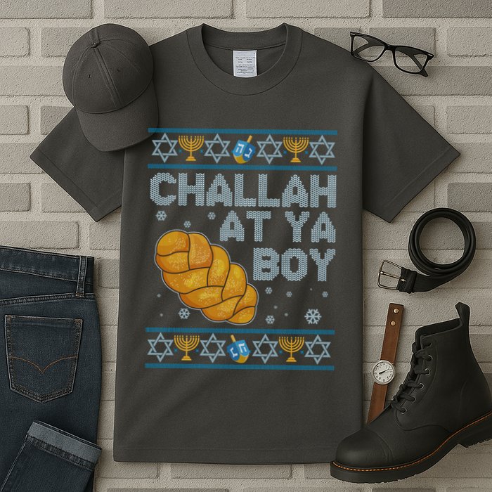 Funny Challah At Ya Boy Ugly Hanukkah Sweater Tall T-Shirt