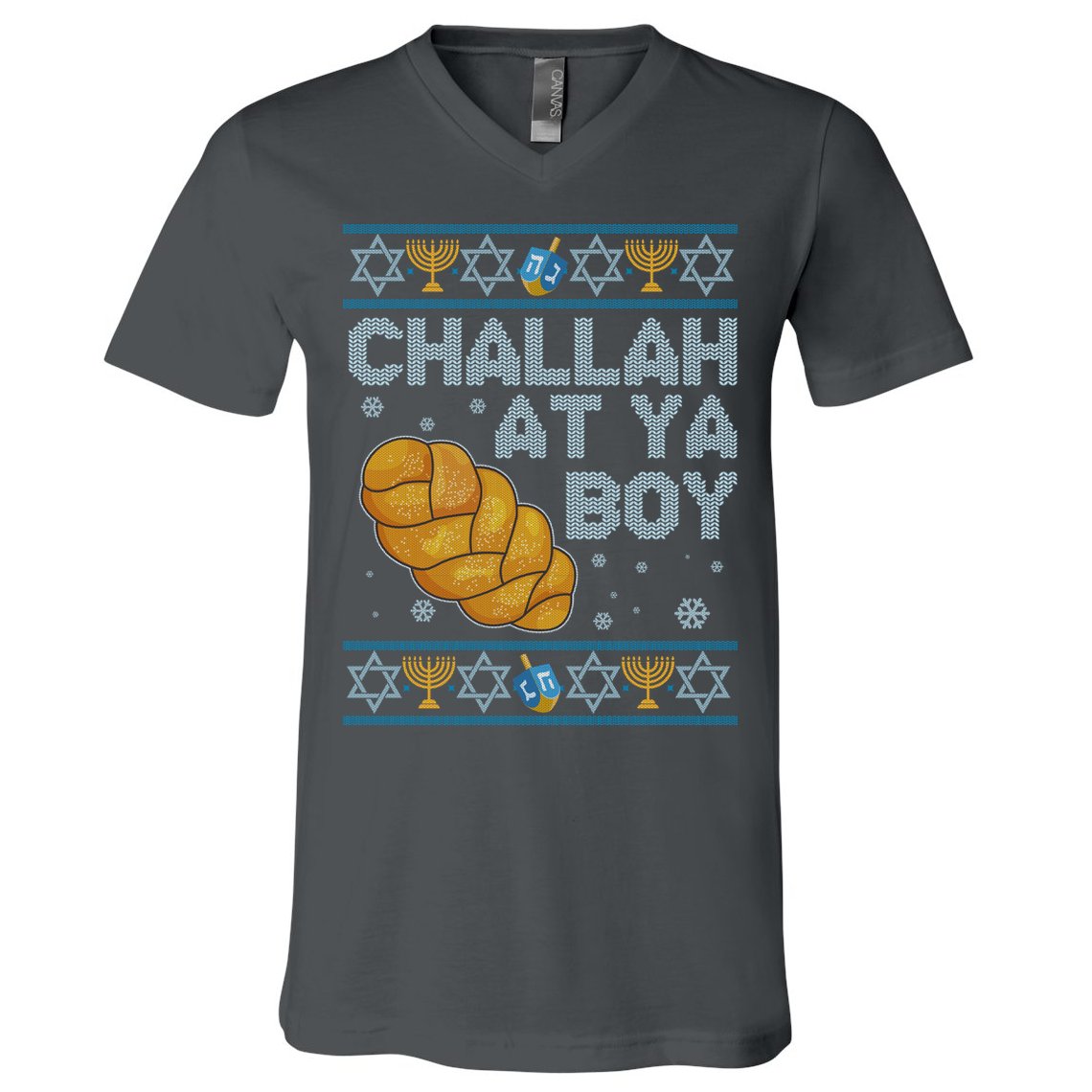Funny Challah At Ya Boy Ugly Hanukkah Sweater V-Neck T-Shirt