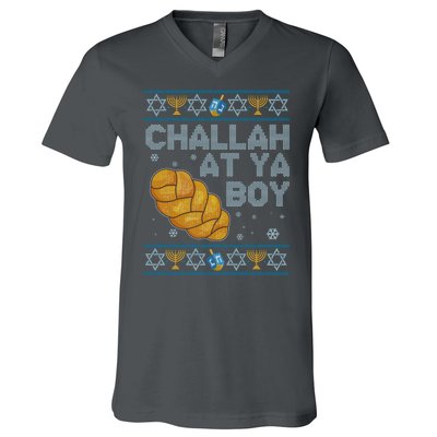 Funny Challah At Ya Boy Ugly Hanukkah Sweater V-Neck T-Shirt