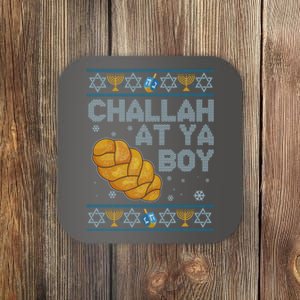 Funny Challah At Ya Boy Ugly Hanukkah Sweater Coaster