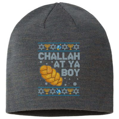 Funny Challah At Ya Boy Ugly Hanukkah Sweater Sustainable Beanie