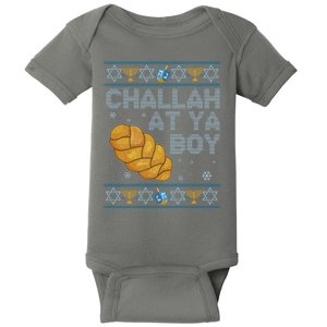 Funny Challah At Ya Boy Ugly Hanukkah Sweater Baby Bodysuit