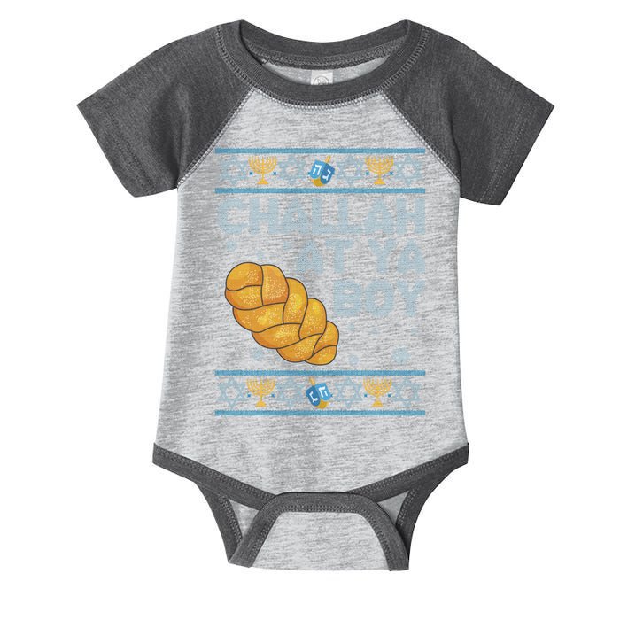 Funny Challah At Ya Boy Ugly Hanukkah Sweater Infant Baby Jersey Bodysuit