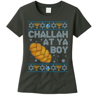 Funny Challah At Ya Boy Ugly Hanukkah Sweater Womens T-Shirt