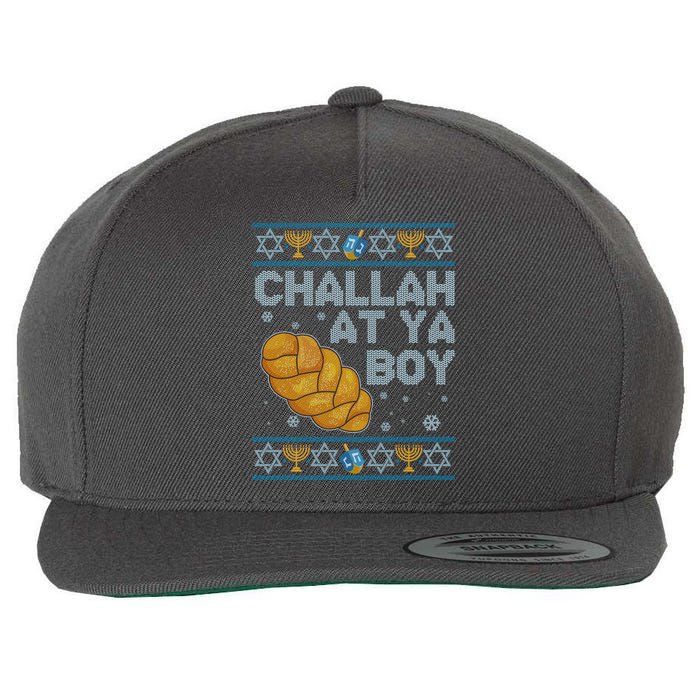 Funny Challah At Ya Boy Ugly Hanukkah Sweater Wool Snapback Cap
