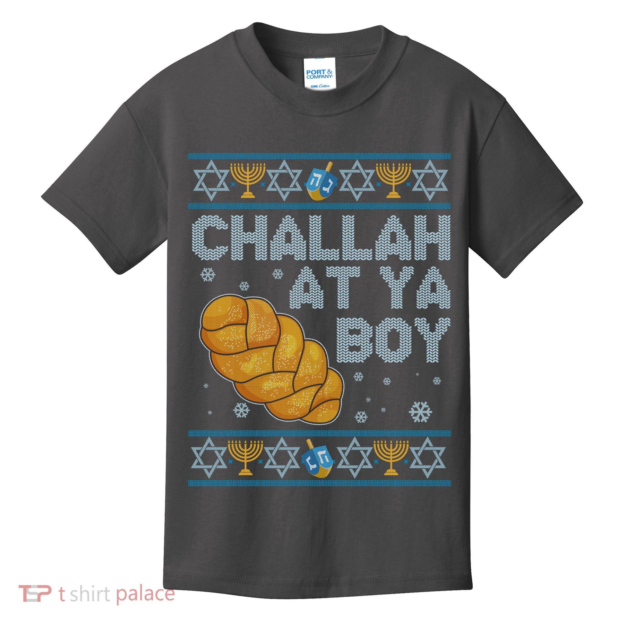 Funny Challah At Ya Boy Ugly Hanukkah Sweater Kids T-Shirt