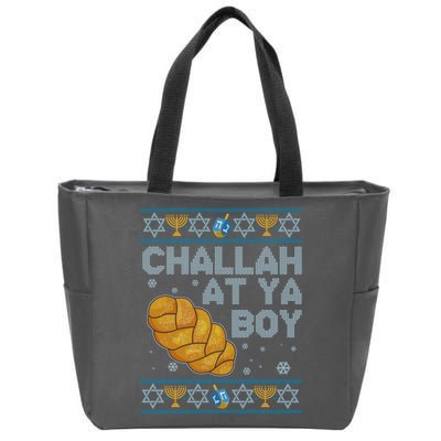 Funny Challah At Ya Boy Ugly Hanukkah Sweater Zip Tote Bag