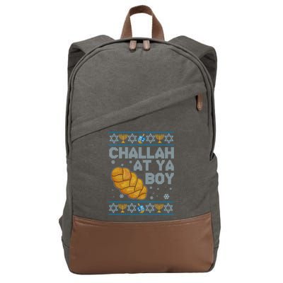 Funny Challah At Ya Boy Ugly Hanukkah Sweater Cotton Canvas Backpack
