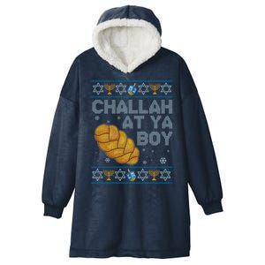 Funny Challah At Ya Boy Ugly Hanukkah Sweater Hooded Wearable Blanket