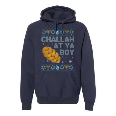 Funny Challah At Ya Boy Ugly Hanukkah Sweater Premium Hoodie