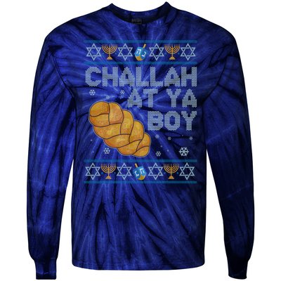 Funny Challah At Ya Boy Ugly Hanukkah Sweater Tie-Dye Long Sleeve Shirt