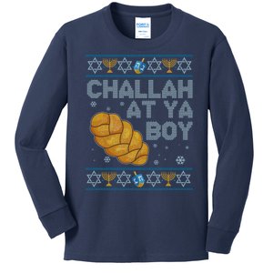 Funny Challah At Ya Boy Ugly Hanukkah Sweater Kids Long Sleeve Shirt