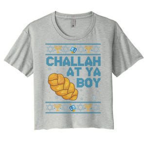 Funny Challah At Ya Boy Ugly Hanukkah Sweater Women's Crop Top Tee